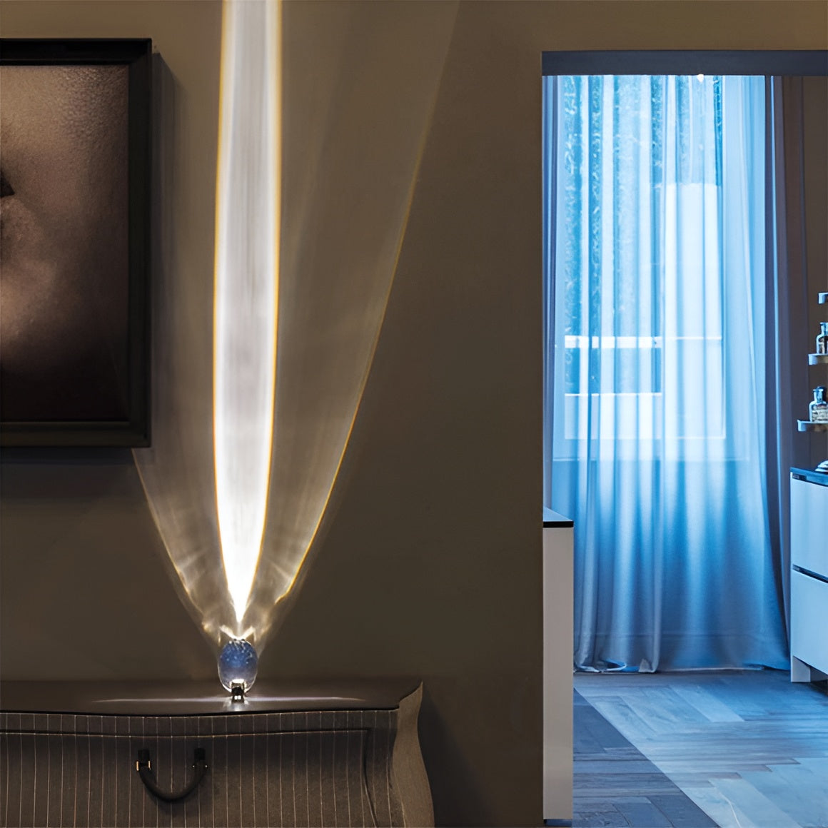 Crystal Projection Table Lamp for Bedroom - LED Prism Ambient Night Light