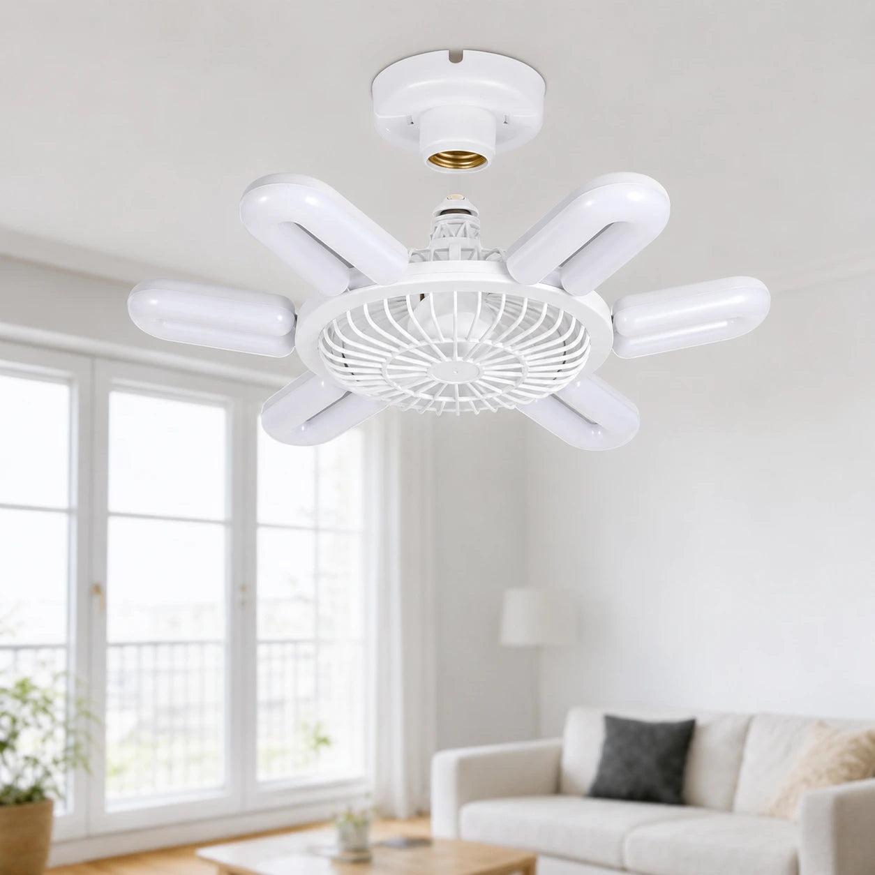 E27 Ceiling Fan Light with Remote Control, Dimmable 40W, 2400 Lumens, 3-Speed, Timer