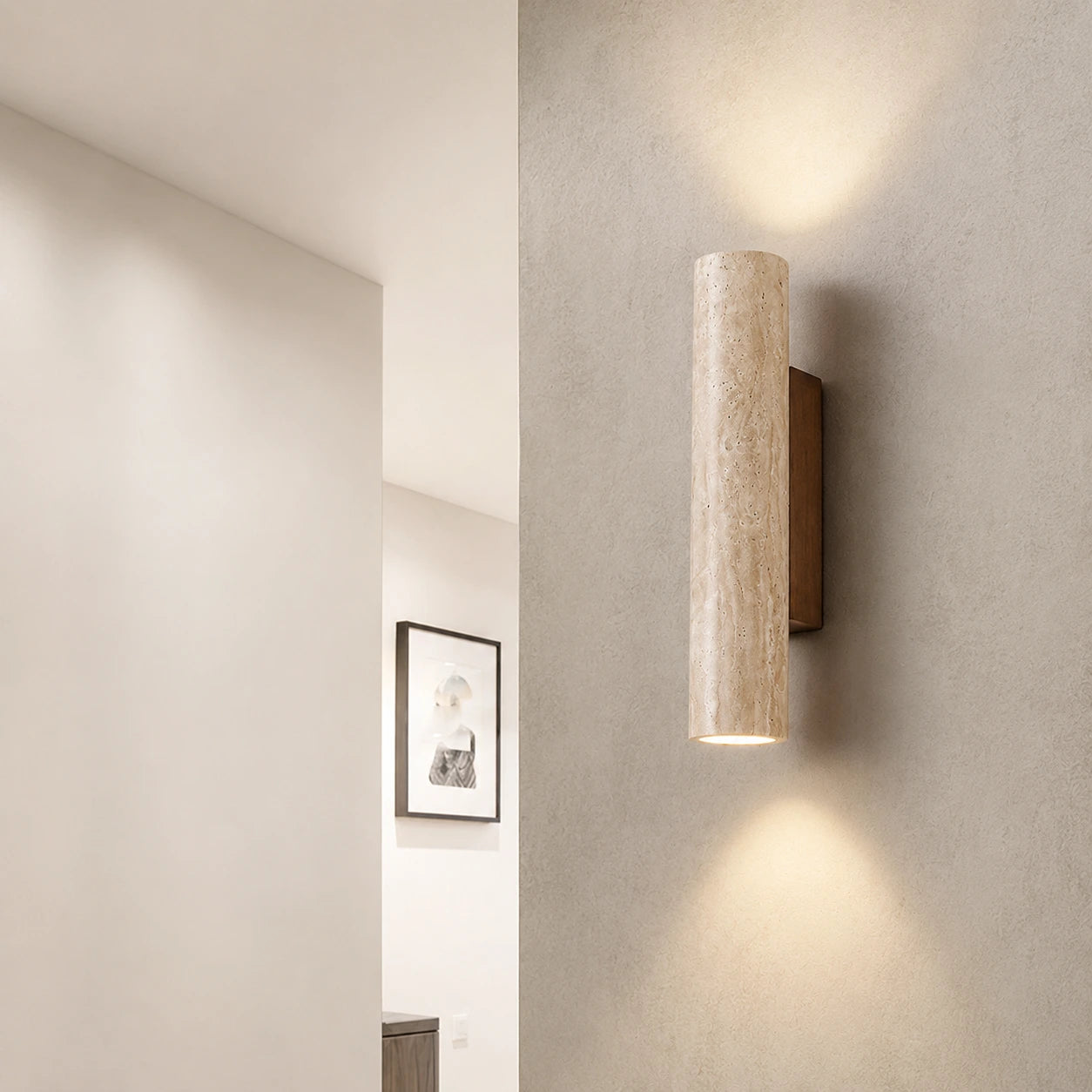 Modern Travertine Up and Down Wall Light