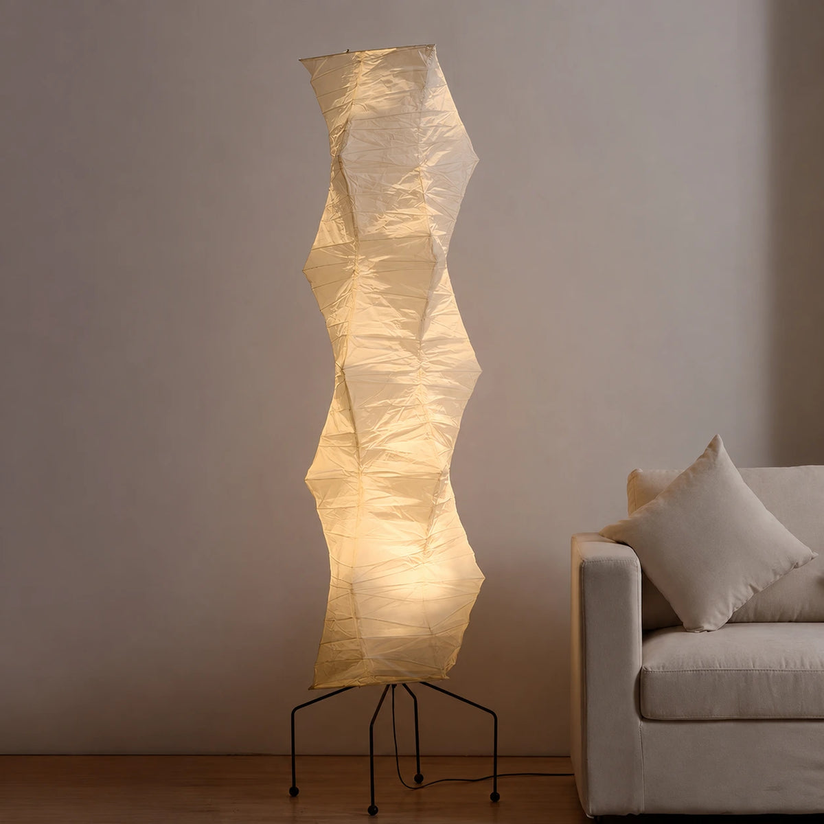 Sculptural Japanese Paper Floor Lamp