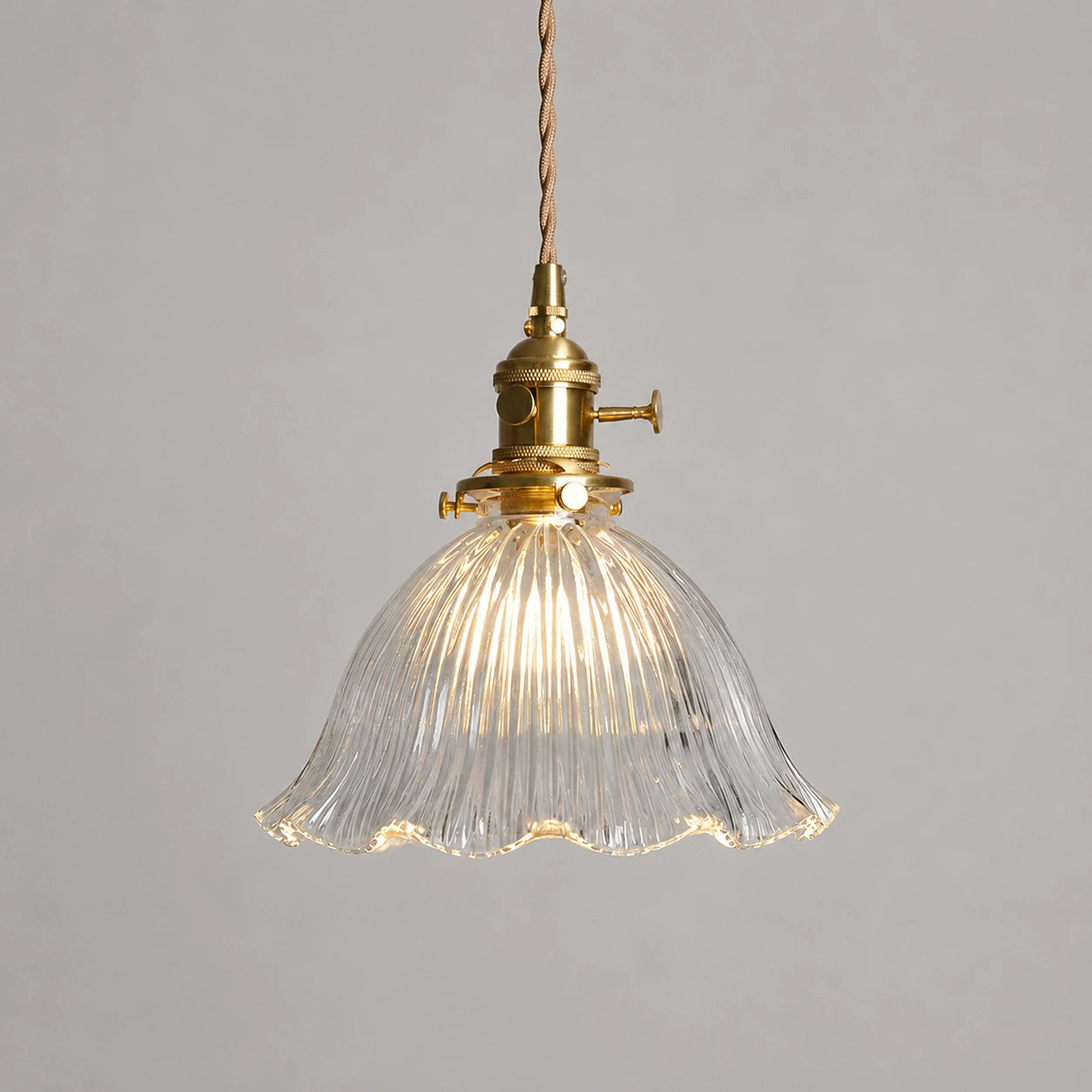 Vintage Ribbed Glass Pendant Light