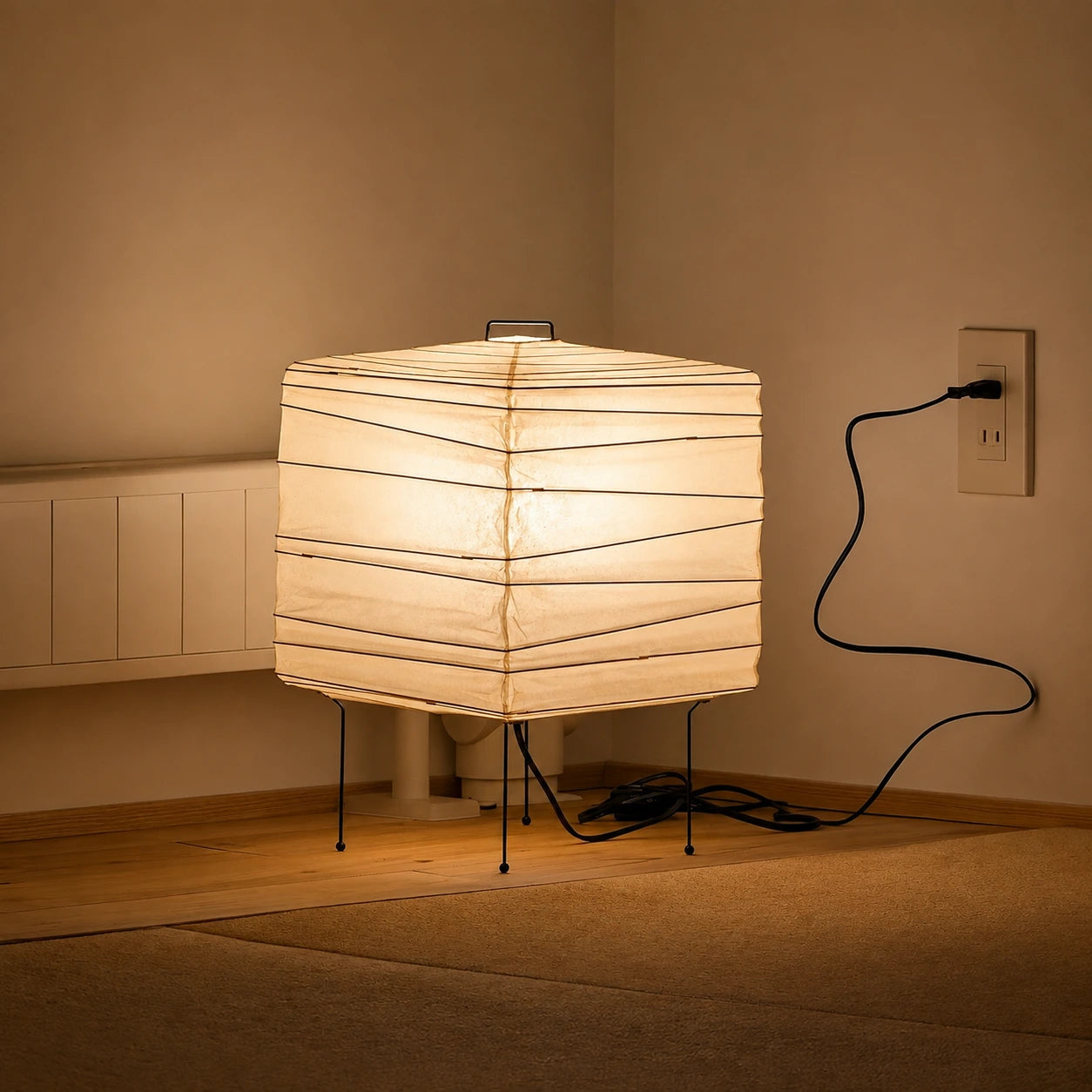 Japanese Square Washi Paper Table Lamp