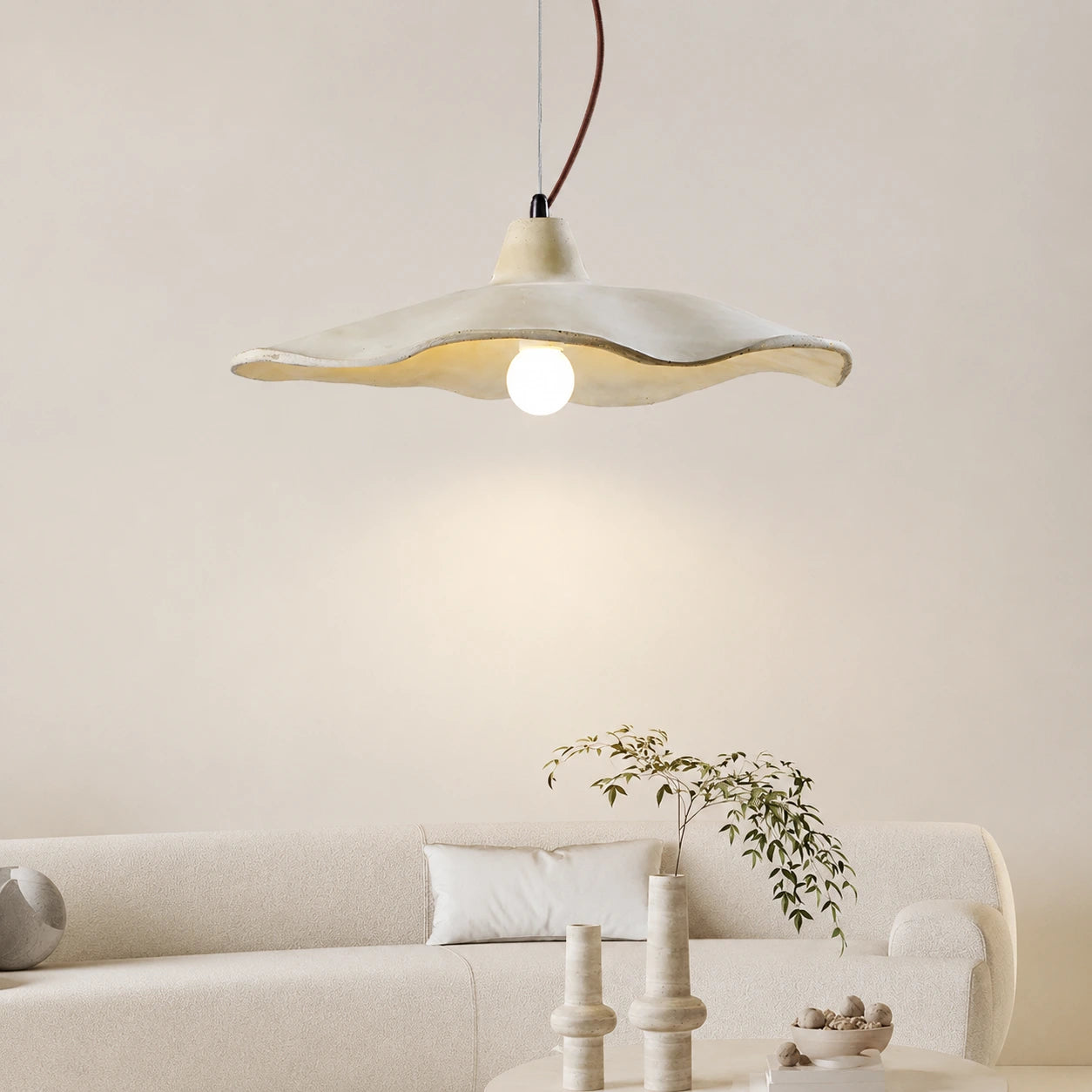 Wabi-Sabi Scalloped Cement Pendant Light
