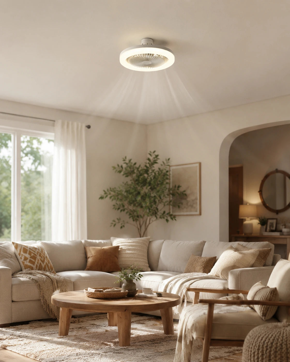 Smart 3-in-1 Ceiling Fan with Remote Control, E27 Base, Adjustable Lighting for Bedroom