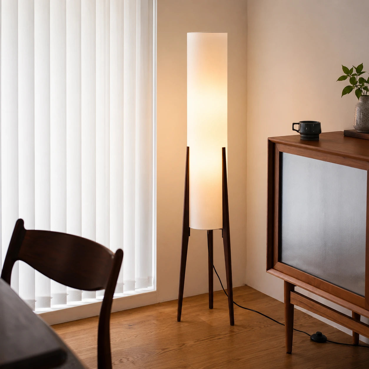Modern Wooden Tripod Floor Lamp