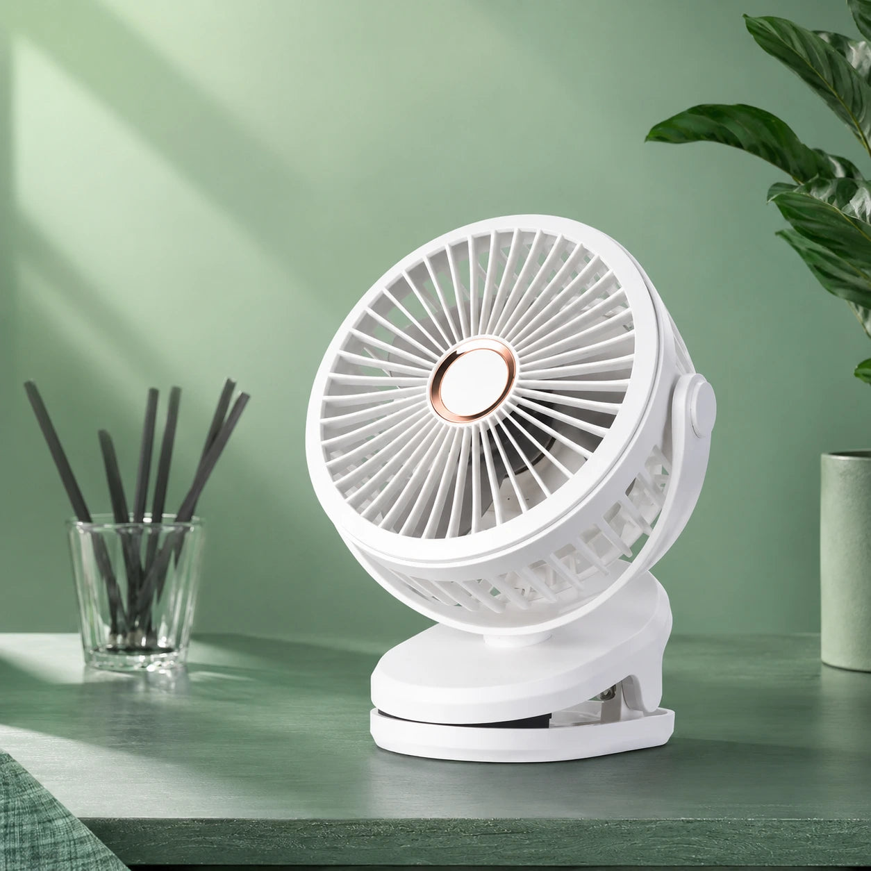 Portable USB Rechargeable Table Clip Fan 10000mAh with 360° Rotation & 4 Speeds