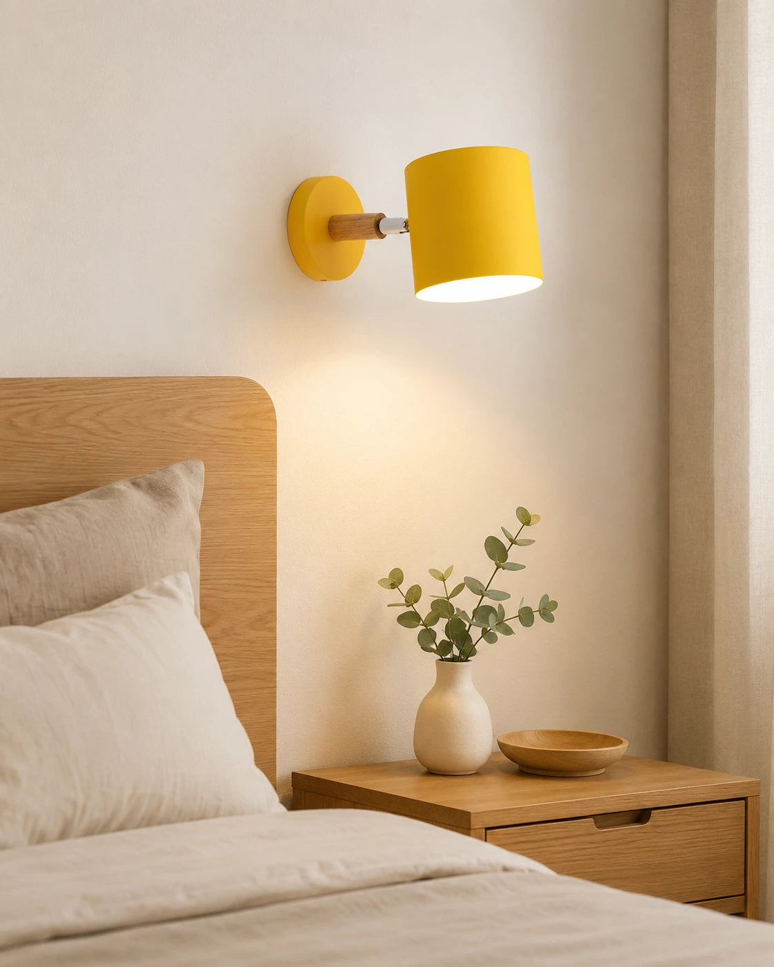Modern Adjustable Wood and Metal Wall Light