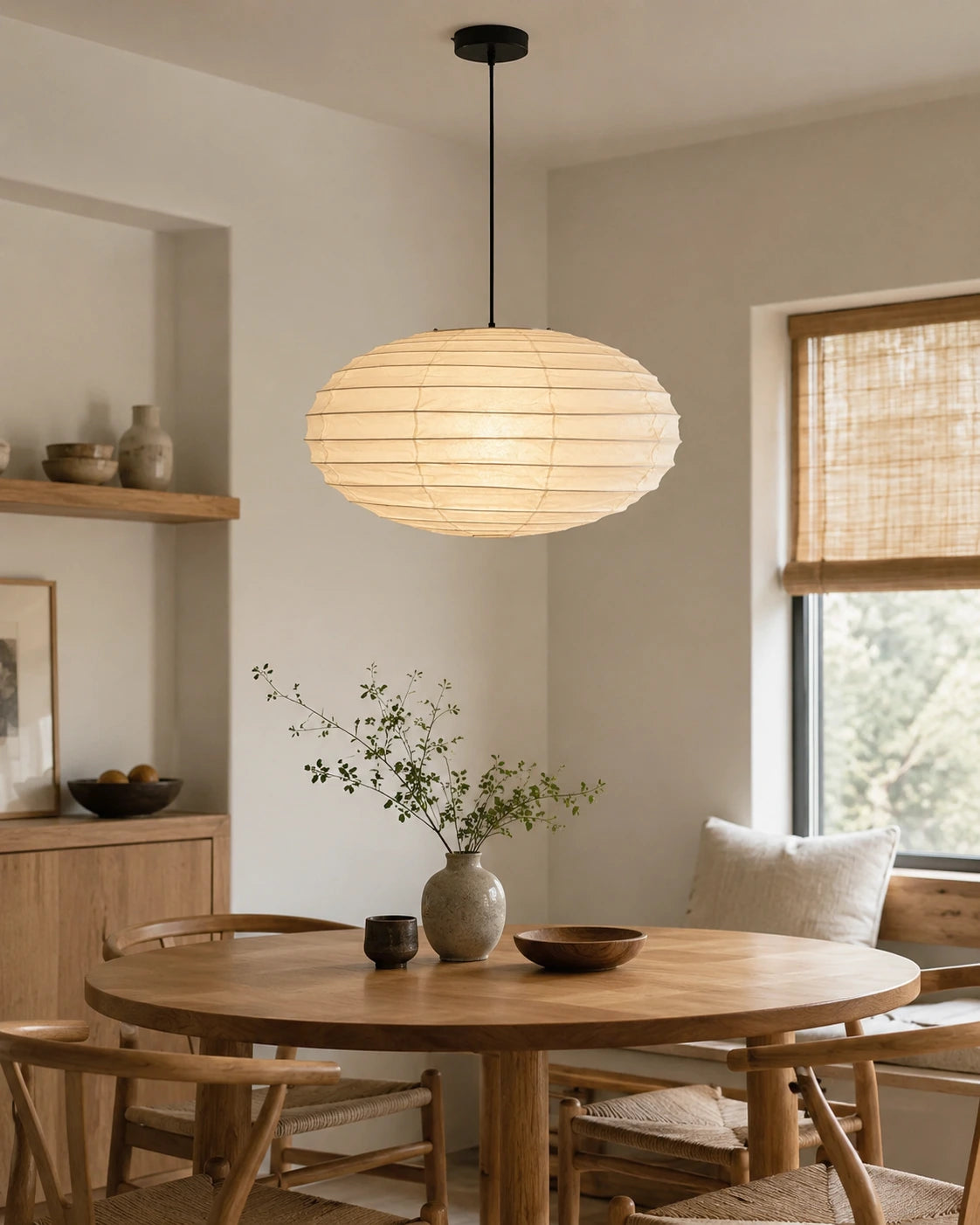 Japanese Oval Xuan Paper Pendant Light