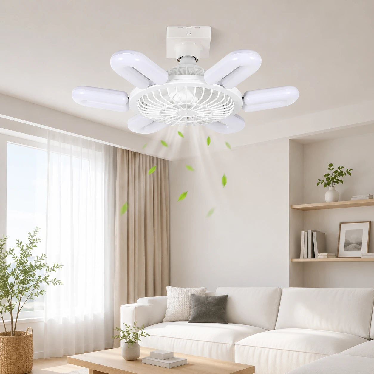 E27 Ceiling Fan Light with Remote Control, Dimmable 40W, 2400 Lumens, 3-Speed, Timer