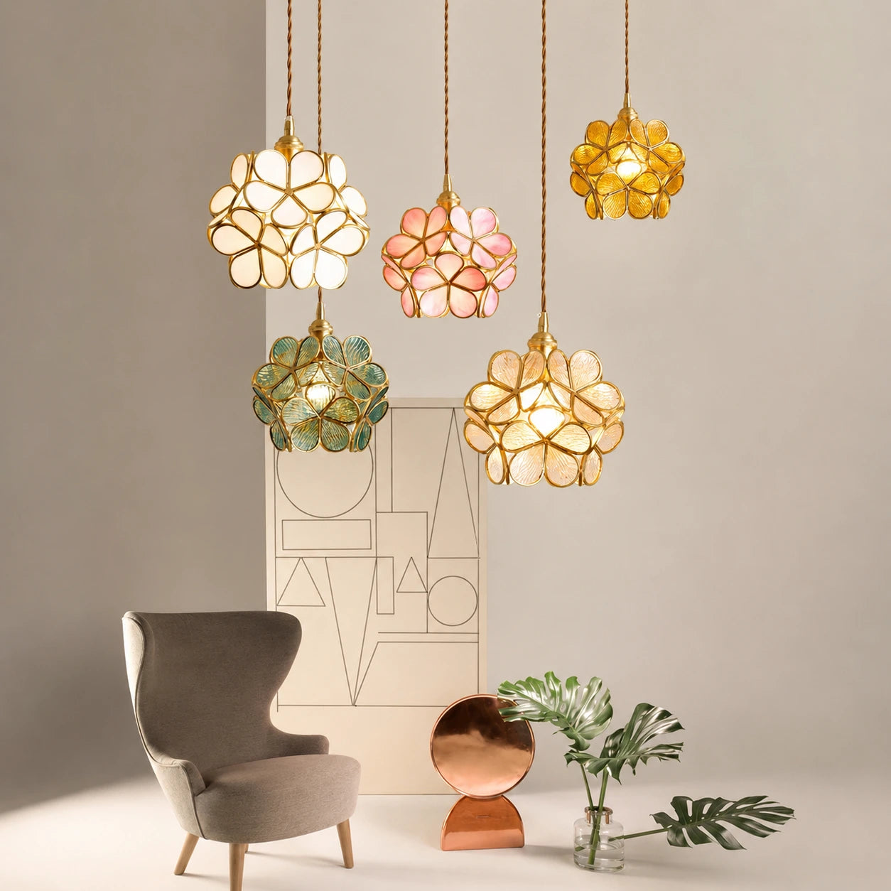 Floral Glass Petal Pendant Light