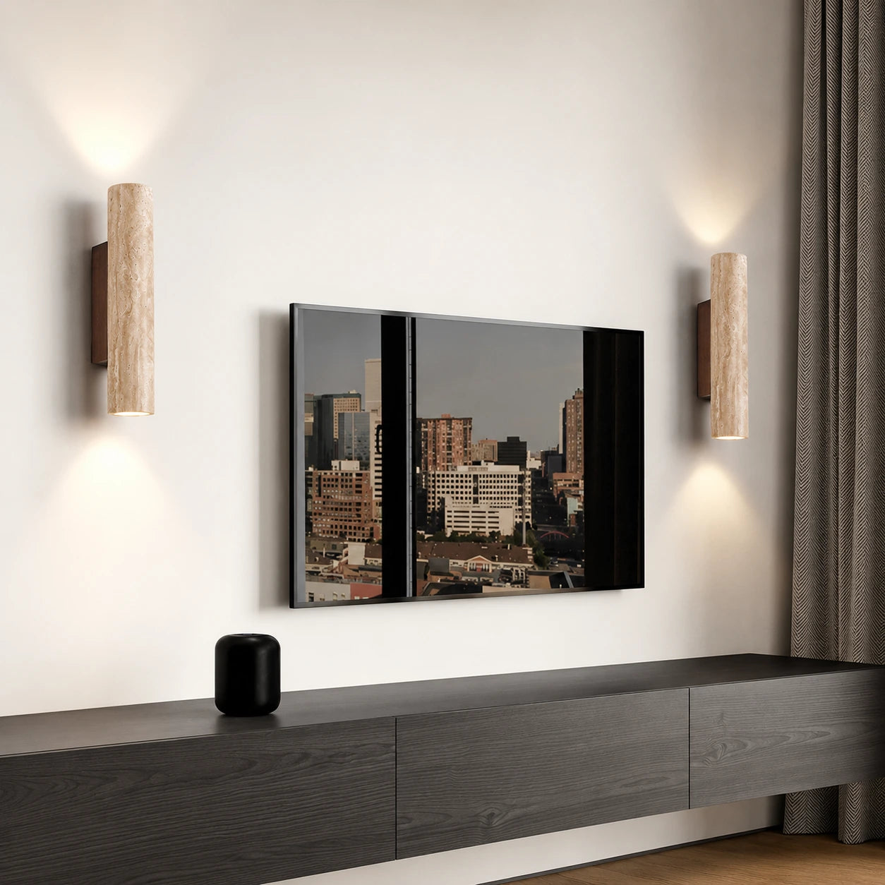 Modern Travertine Up and Down Wall Light