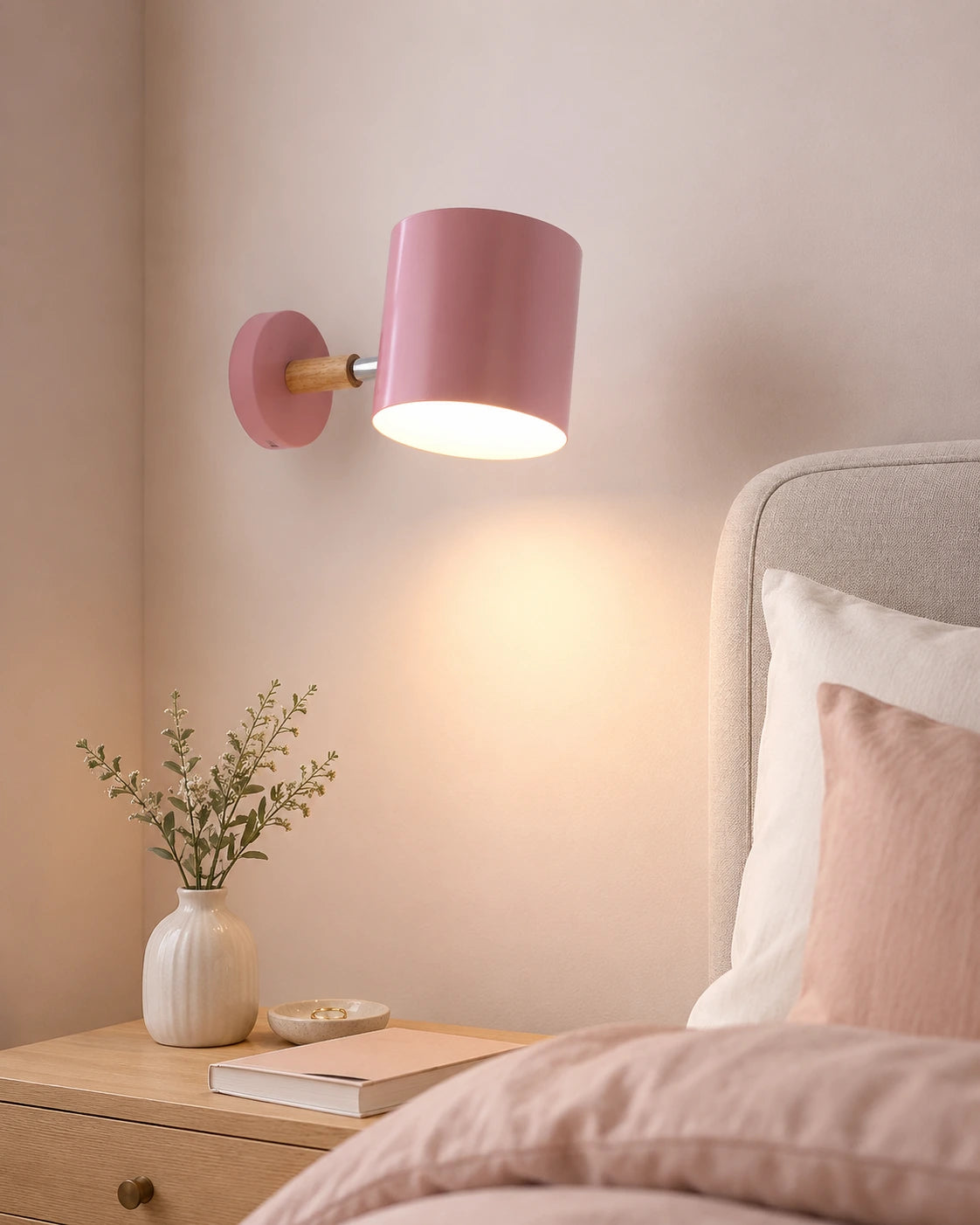 Modern Adjustable Wood and Metal Wall Light