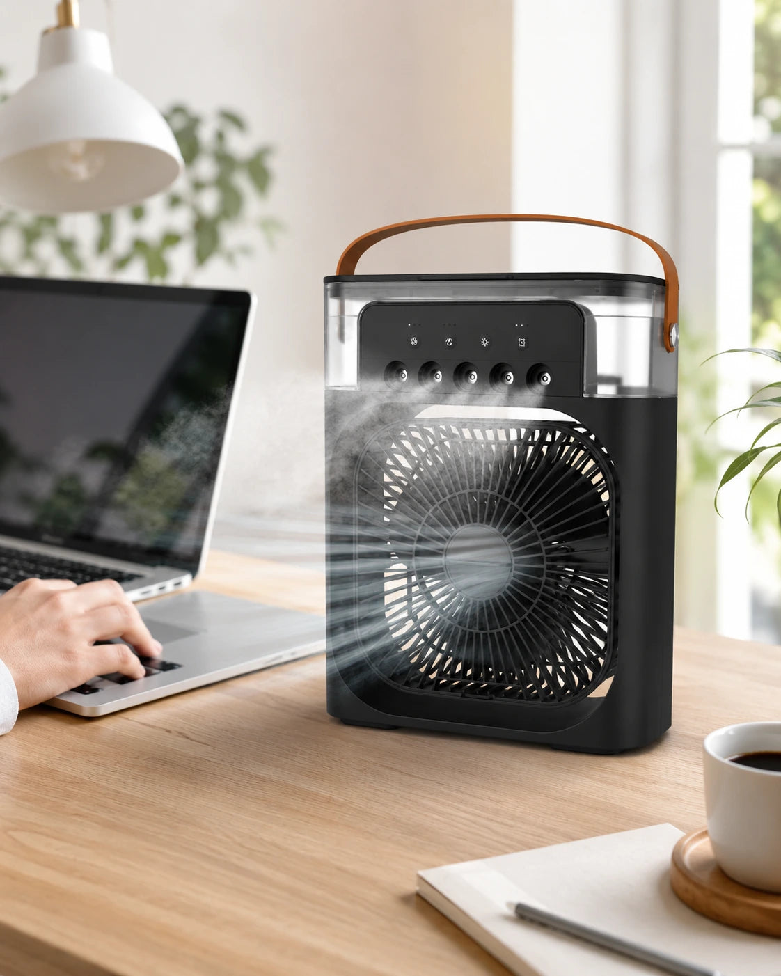 3-in-1 Portable Air Cooler Fan with Humidifier, 3 Speeds, LED Night Light, USB Powered