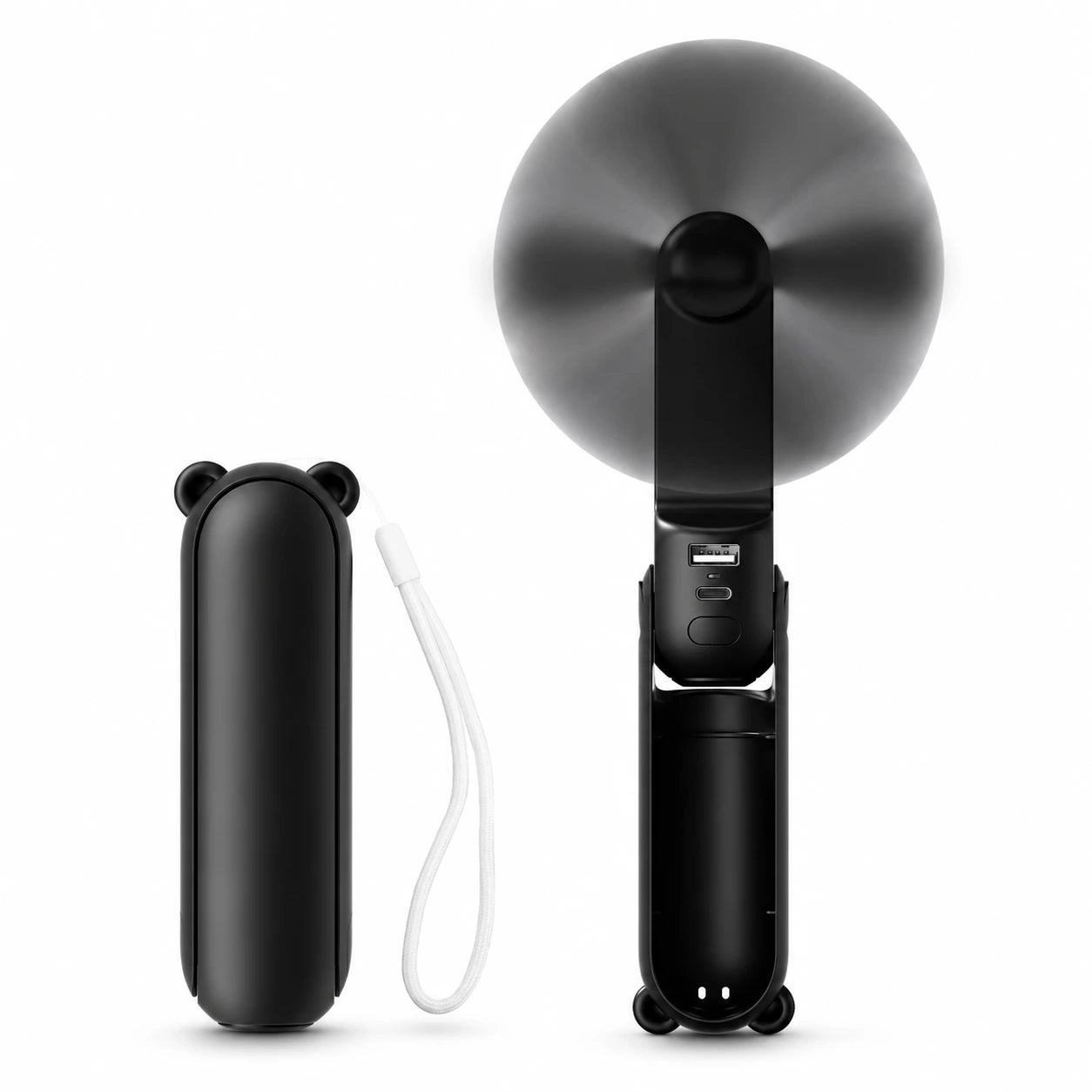 Portable Handheld Fan USB Rechargeable 4500mAh with Power Bank & Flashlight Features