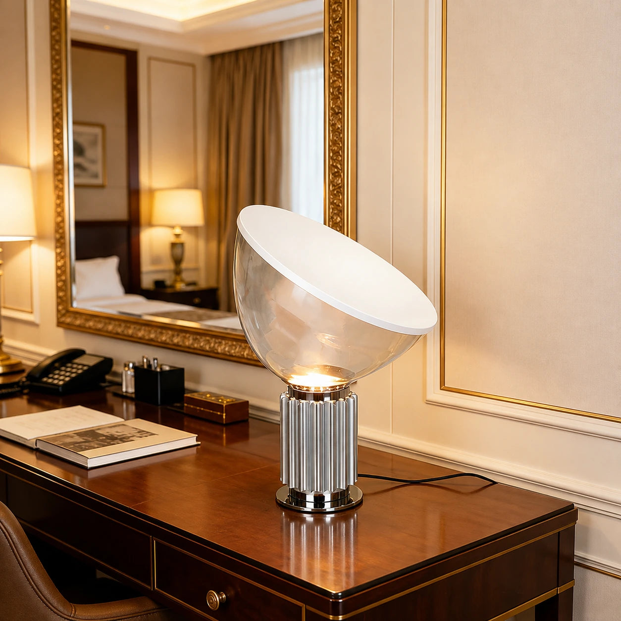 Sculptural Glass Bowl Table Lamp