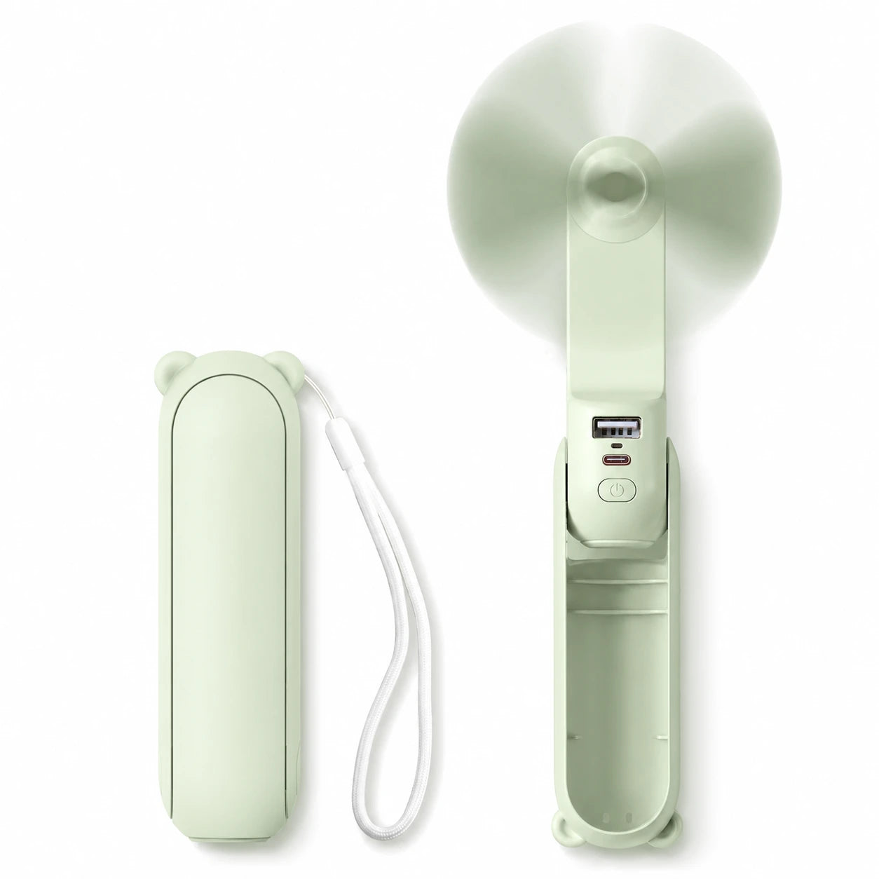 Portable Handheld Fan USB Rechargeable 4500mAh with Power Bank & Flashlight Features