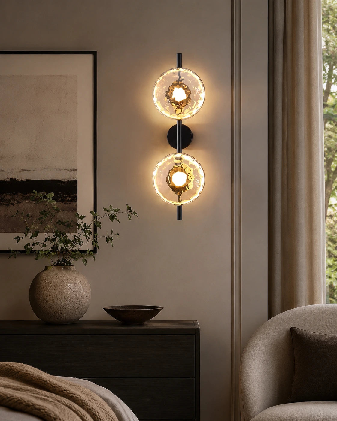 Sculptural Rippled Glass LED Wall Light
