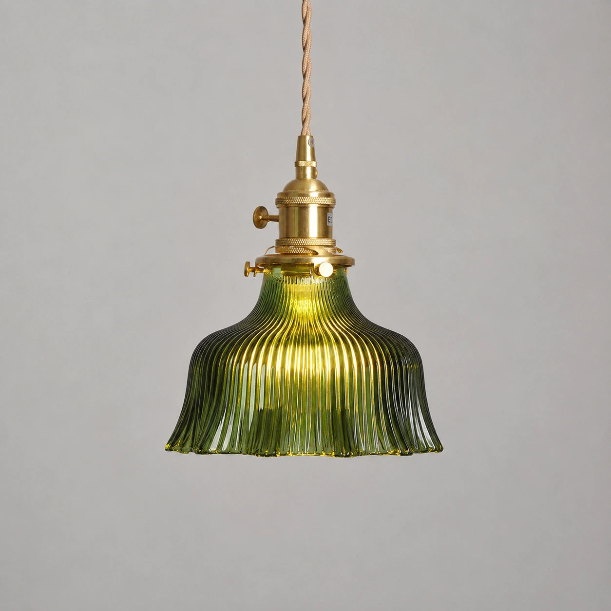 Vintage Ribbed Glass Pendant Light