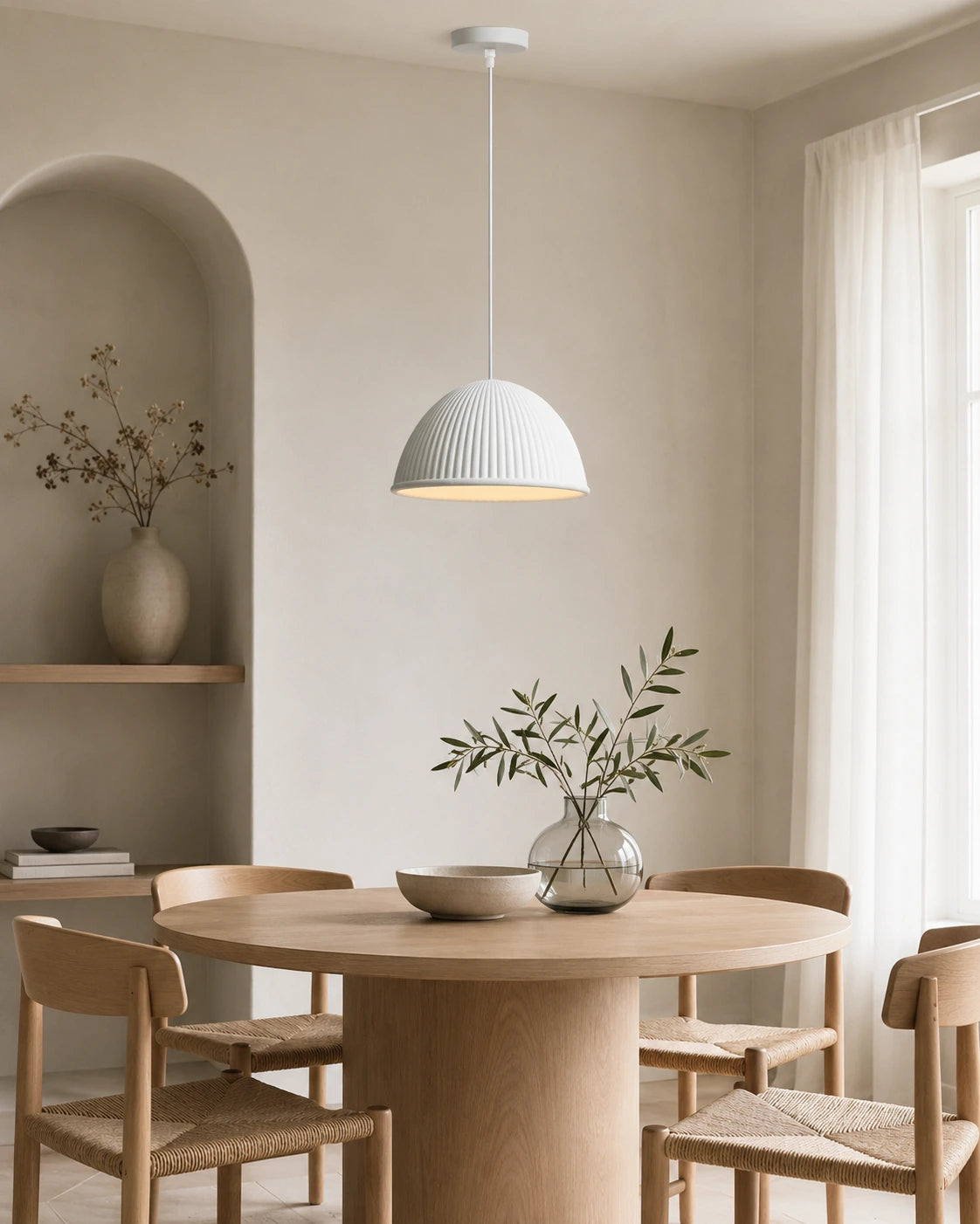Modern Ribbed Dome Pendant Light