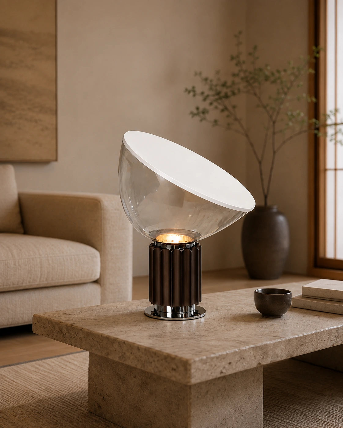 Sculptural Glass Bowl Table Lamp