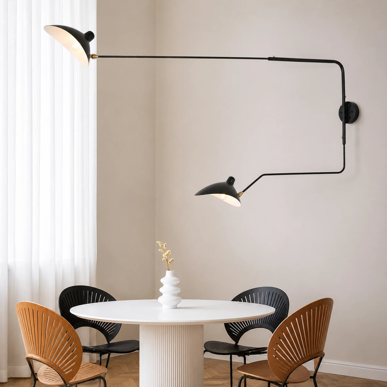 Adjustable Long-Arm Industrial Wall Lamp