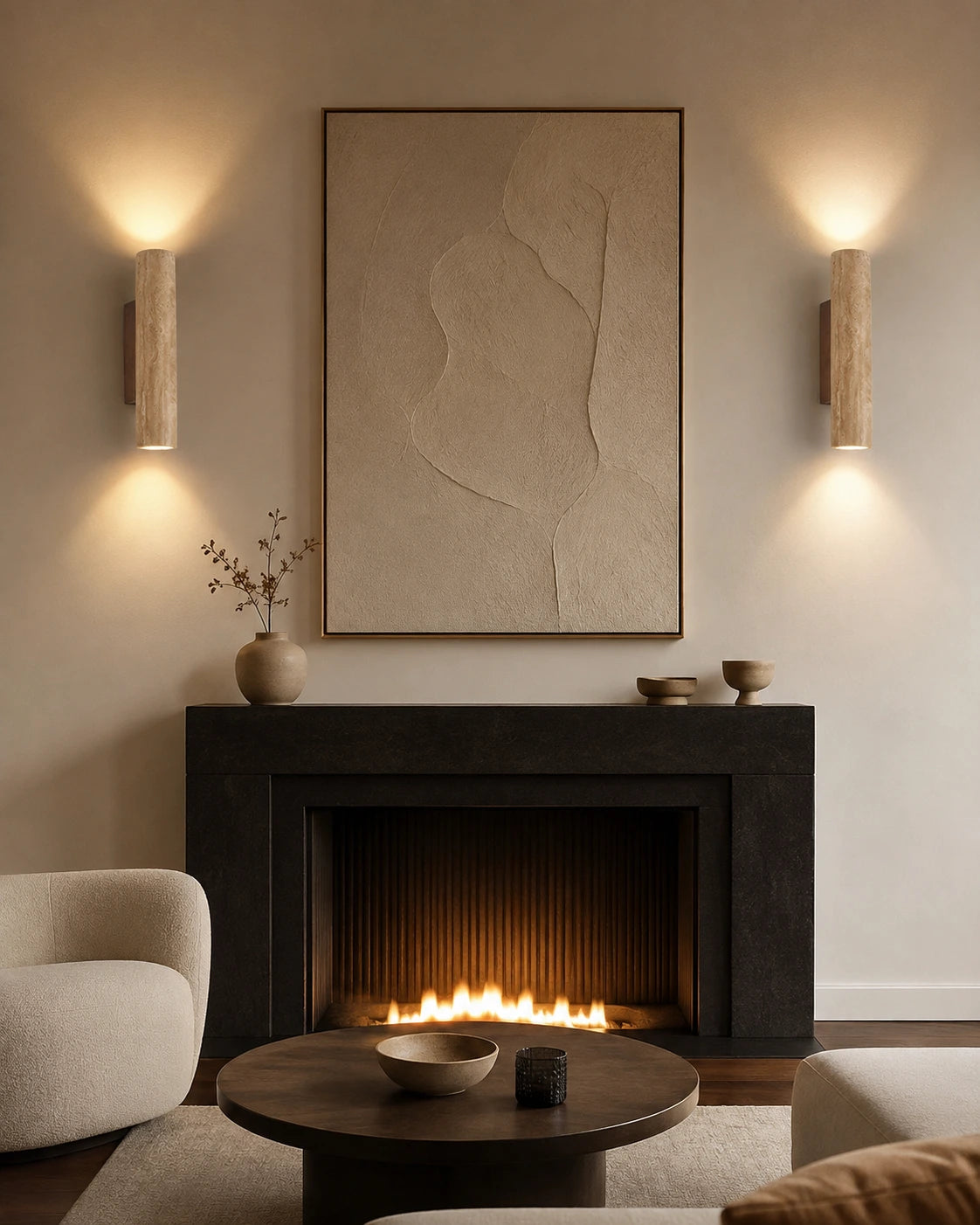 Modern Travertine Up and Down Wall Light