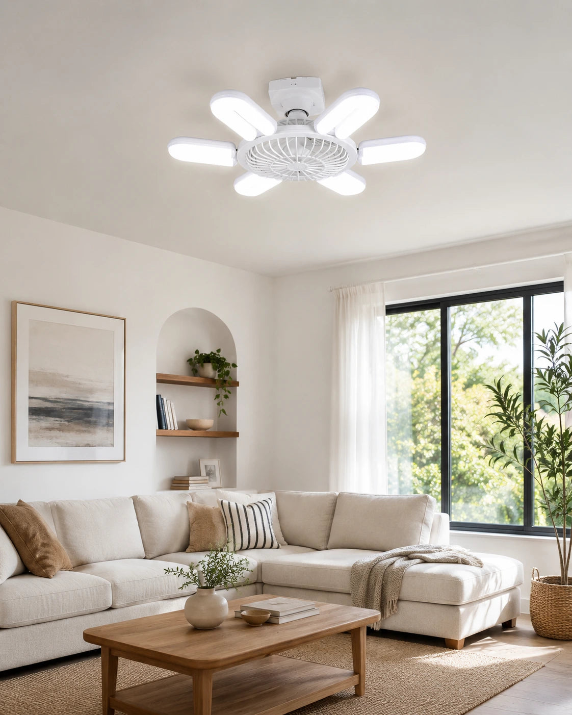 E27 Ceiling Fan Light with Remote Control, Dimmable 40W, 2400 Lumens, 3-Speed, Timer