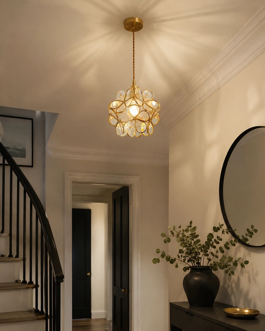 Floral Glass Petal Pendant Light