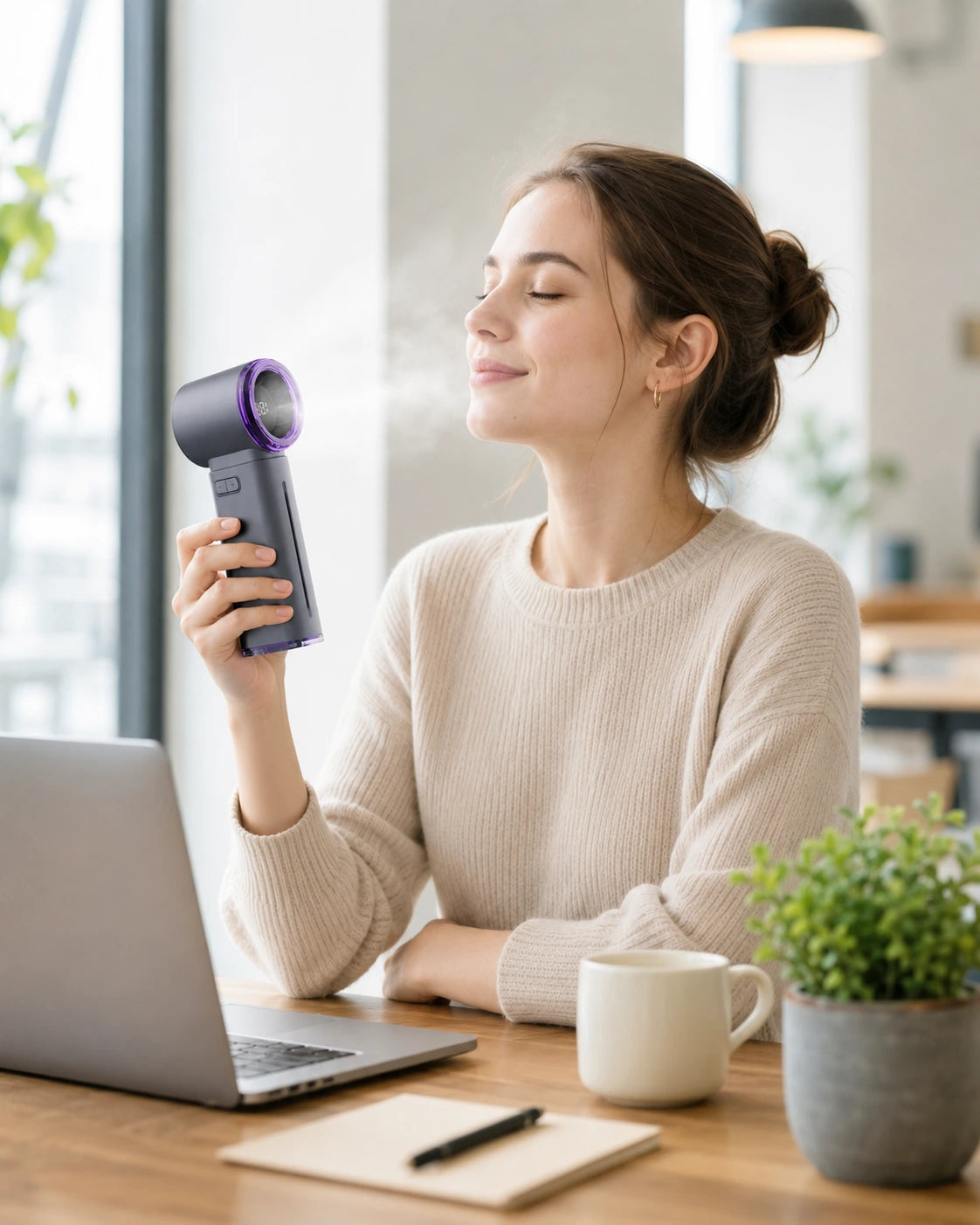 Portable Rechargeable Mist Cooling Fan Humidifier with 199-Speed Turbo Function
