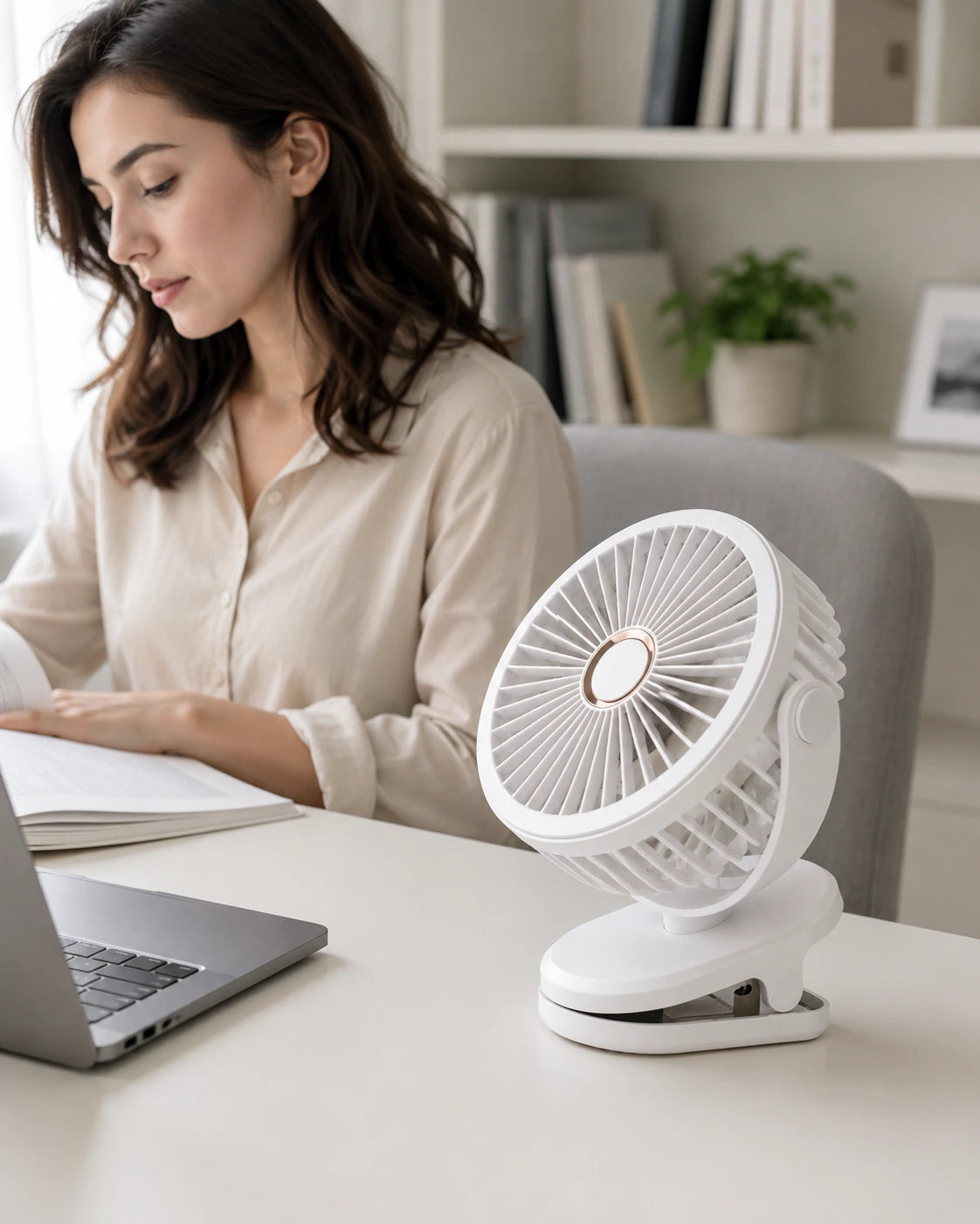 Portable USB Rechargeable Table Clip Fan 10000mAh with 360° Rotation & 4 Speeds