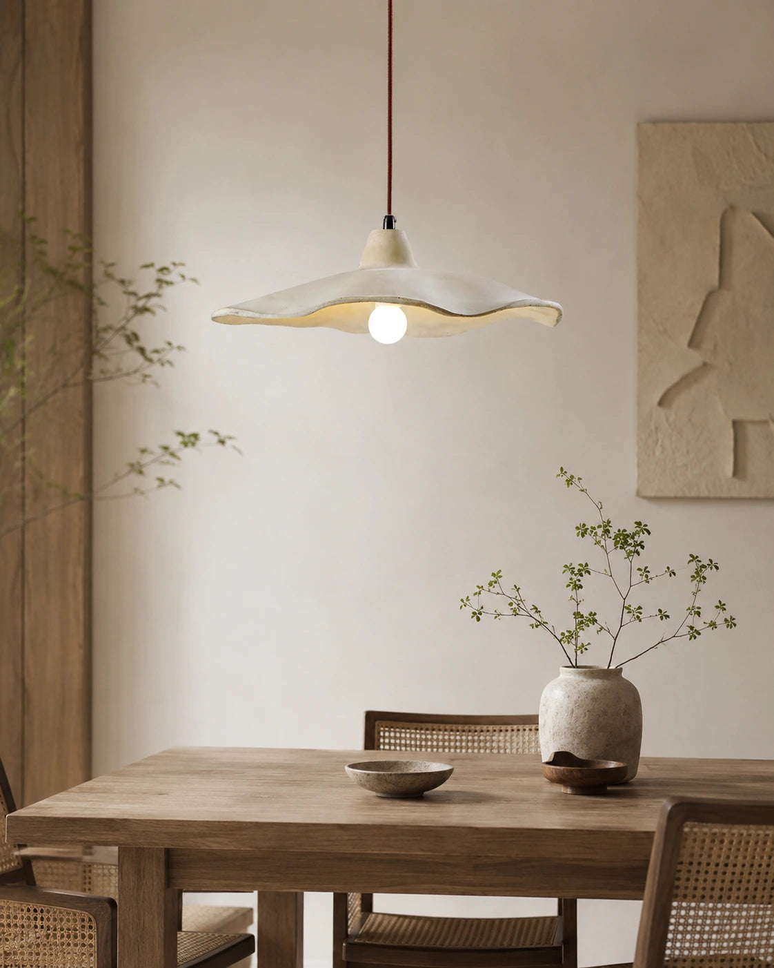 Wabi-Sabi Scalloped Cement Pendant Light