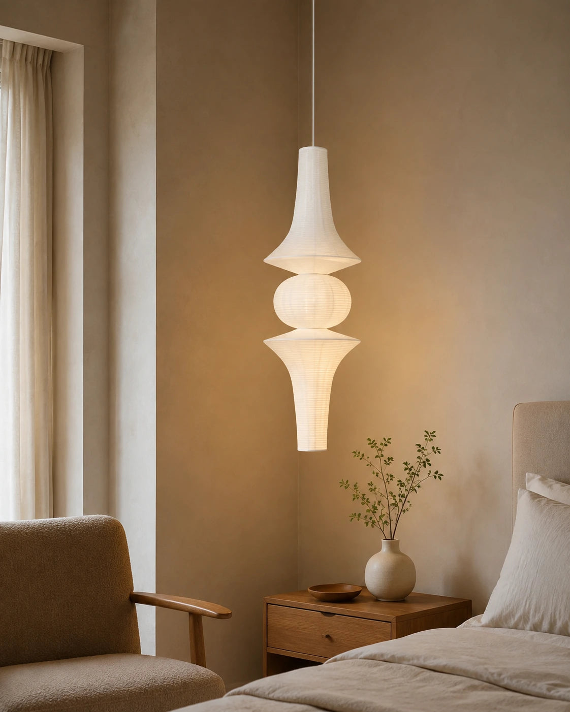 Sculptural Washi Paper Pendant Light