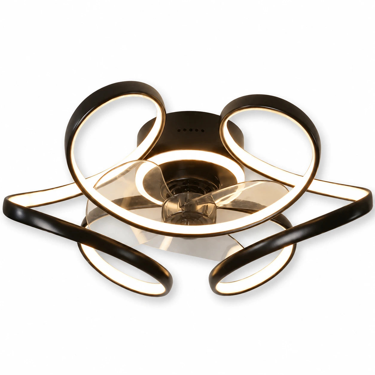 Nordic LED Ceiling Fan Light with Remote Control, 3 Blades, Art Deco Design