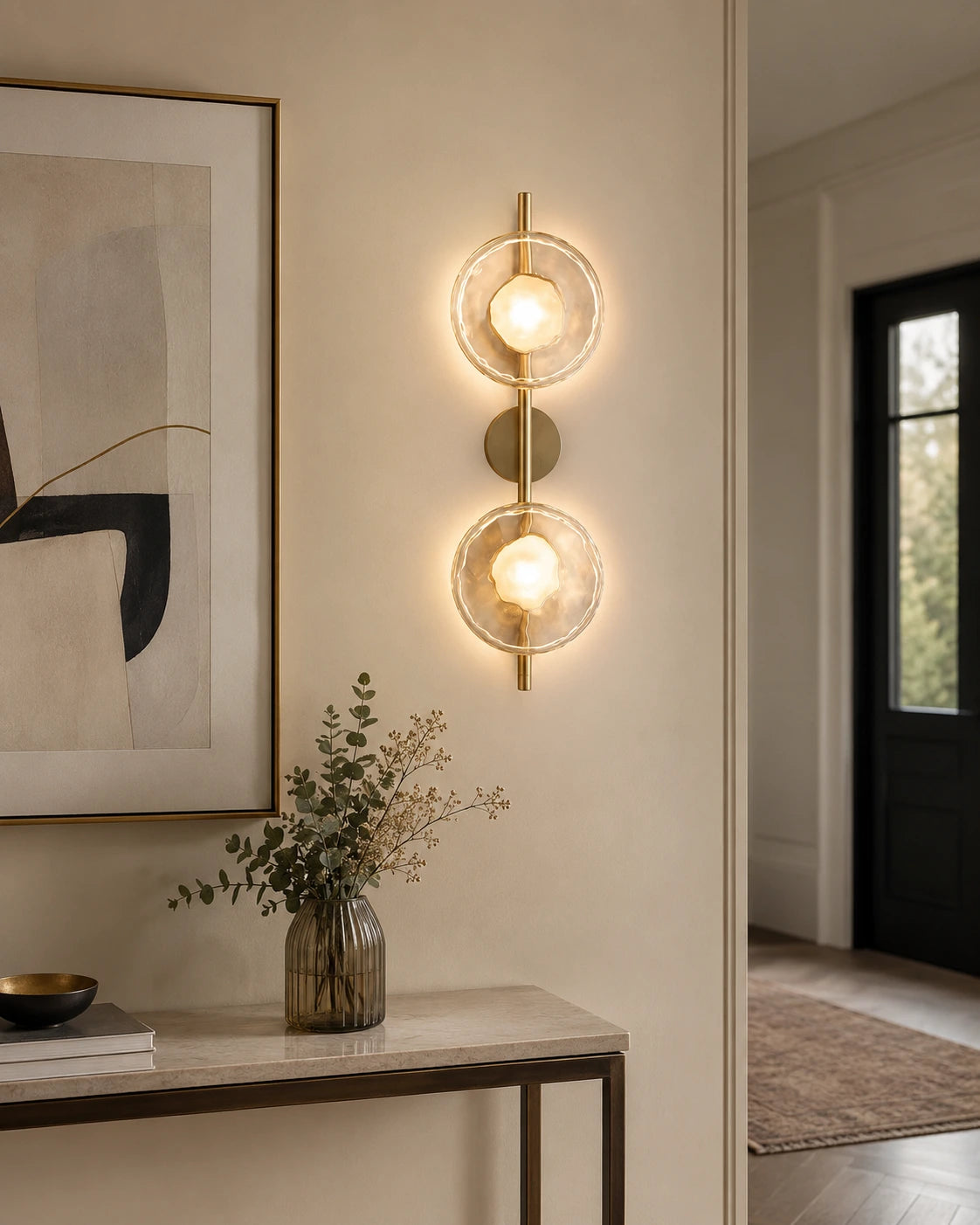 Sculptural Rippled Glass LED Wall Light