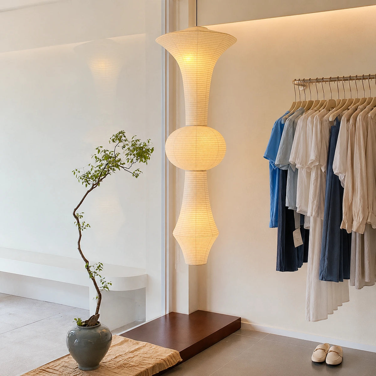 Sculptural Washi Paper Pendant Light
