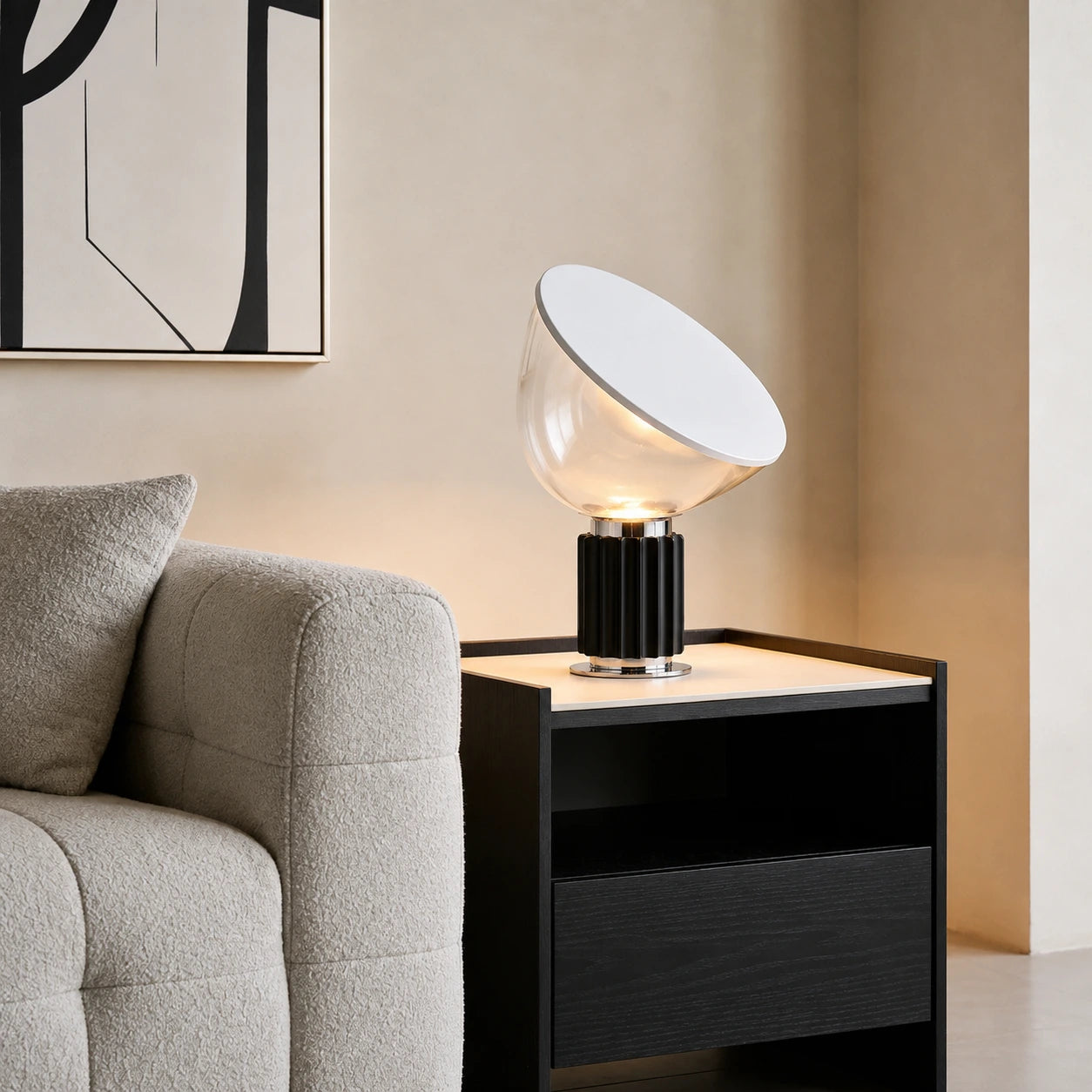 Sculptural Glass Bowl Table Lamp