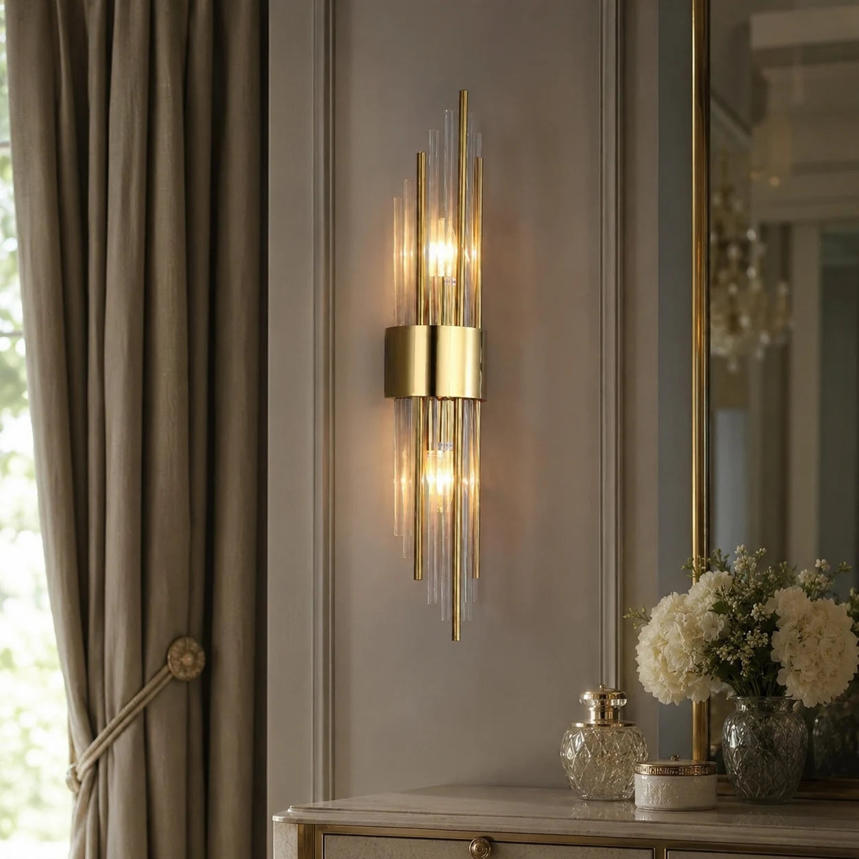 Modern Crystal Wall Light with Metal Frame