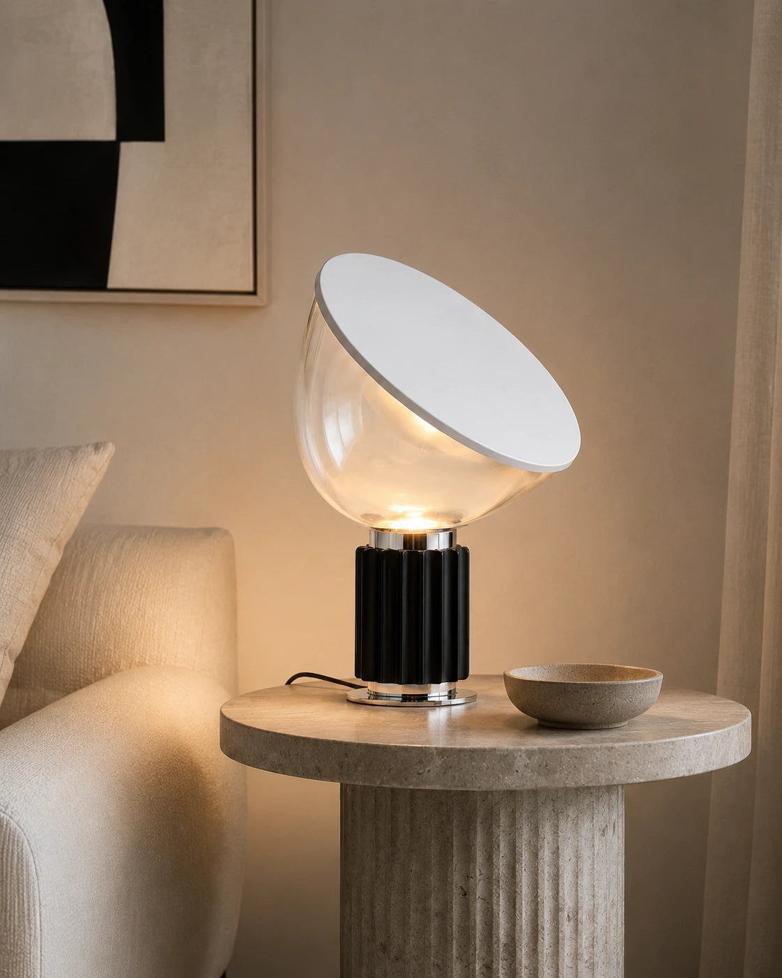 Sculptural Glass Bowl Table Lamp