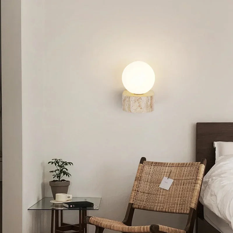 Contemporary Textured Natural Stone Handcrafted Wall Sconce