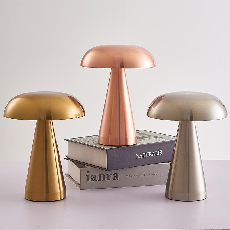 Modern Mushroom LED Table Lamp – Cordless Rechargeable Iron for Bedroom & Living Room