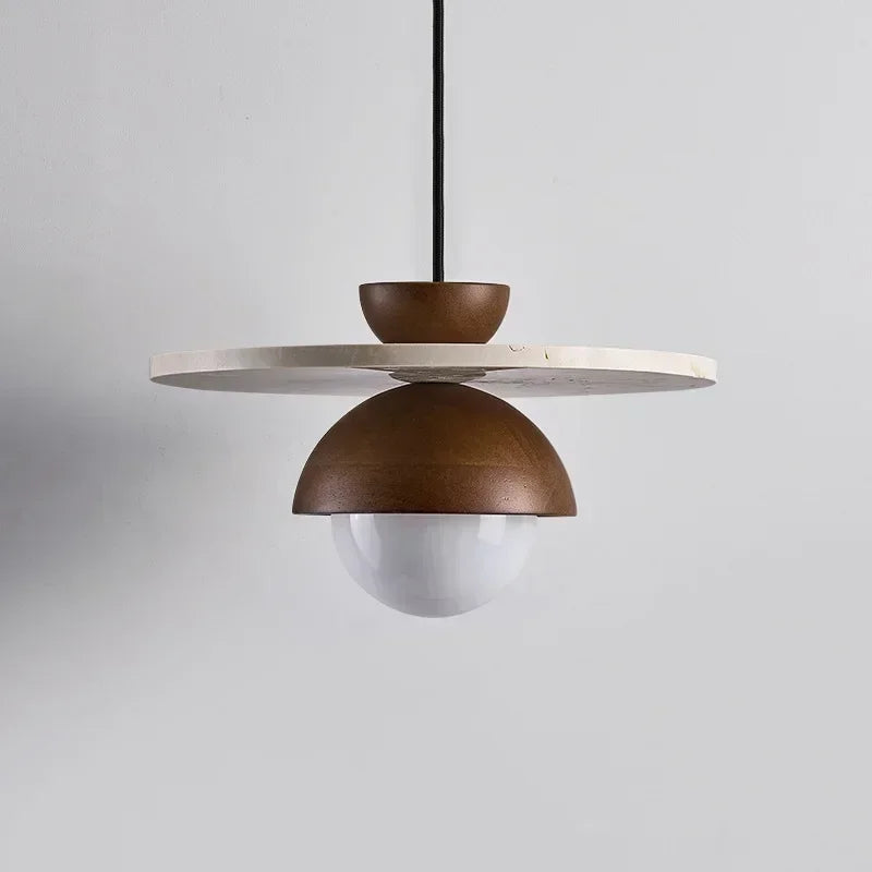 Elegant Modern Walnut Wood Pendant Light