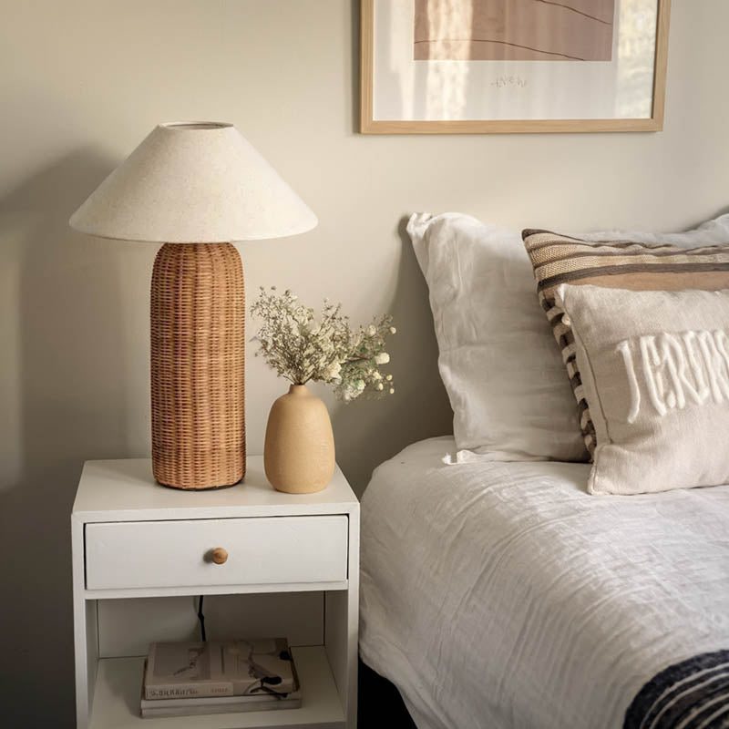 Boho Handcrafted Rattan Natural Woven Table Lamp Ambient Lighting