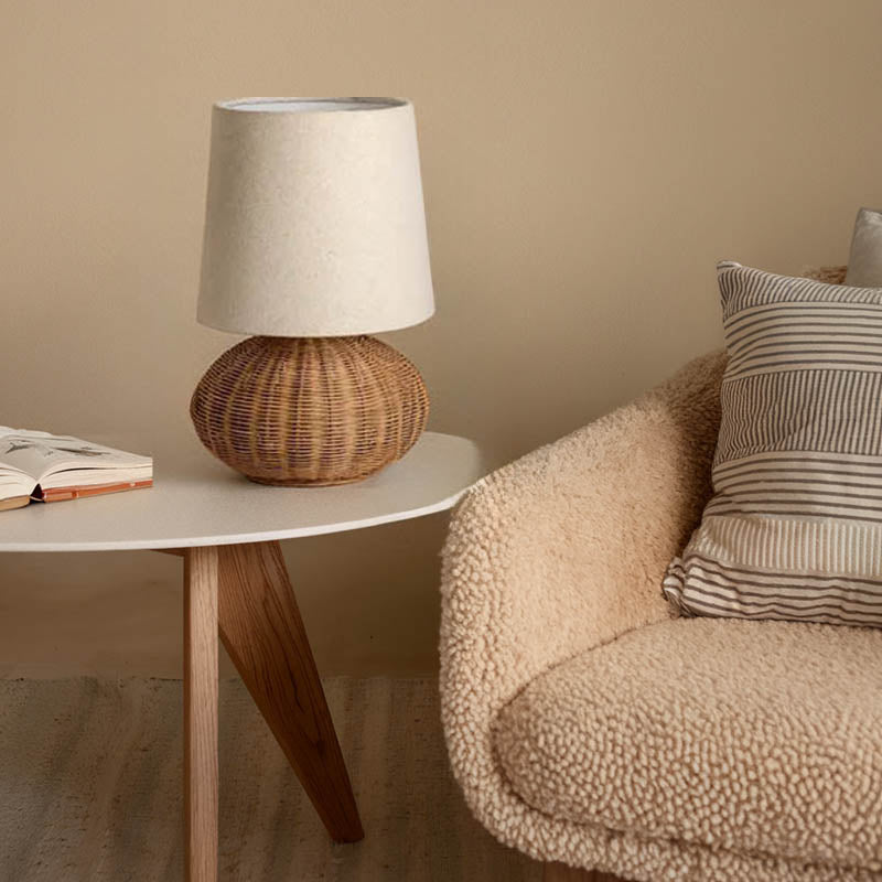 Boho Handcrafted Rattan Natural Woven Table Lamp Ambient Lighting