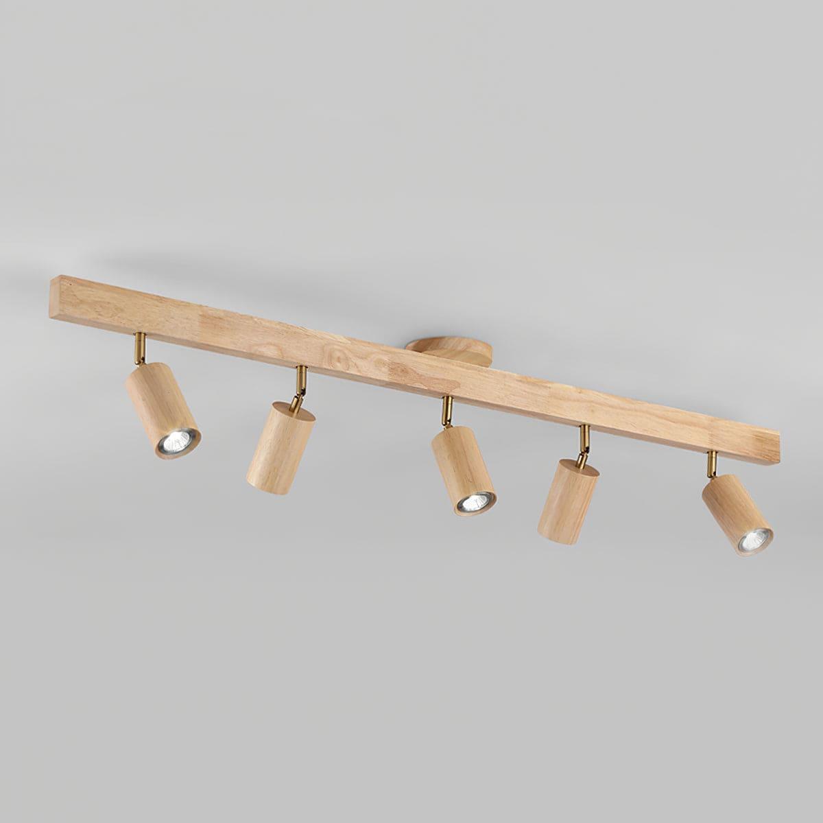 Nordic Wooden Ceiling Light with Rotatable Spotlights