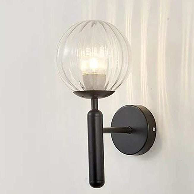 Modern Glass Ball Wall Sconce – Nordic Brushed Brass Iron for Bedroom & Bathroom