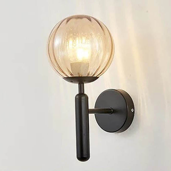 Modern Glass Ball Wall Sconce – Nordic Brushed Brass Iron for Bedroom & Bathroom