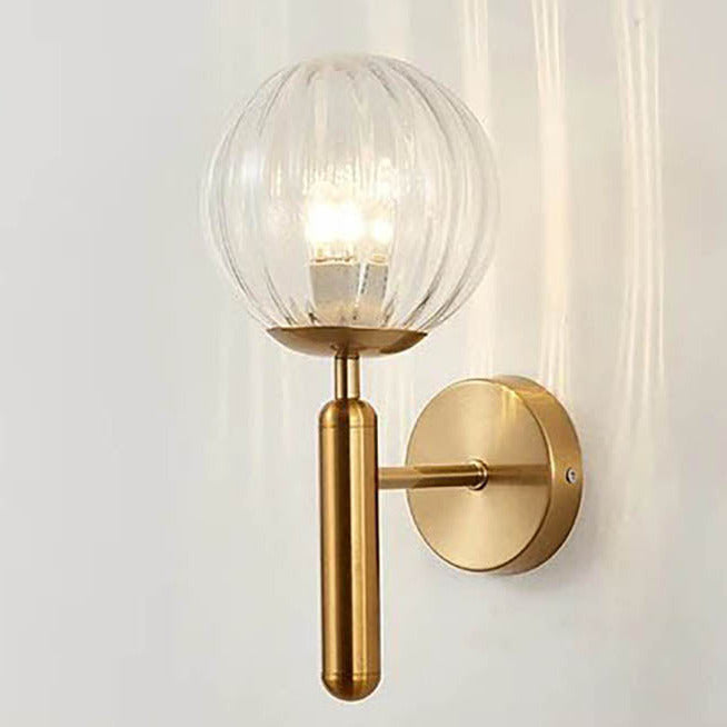 Modern Glass Ball Wall Sconce – Nordic Brushed Brass Iron for Bedroom & Bathroom