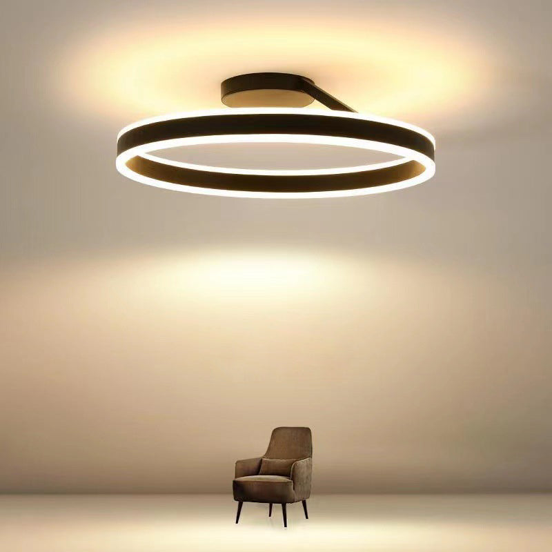 Modern Round Acrylic Metal LED Flush Ceiling Light – Dimmable Hard Wired