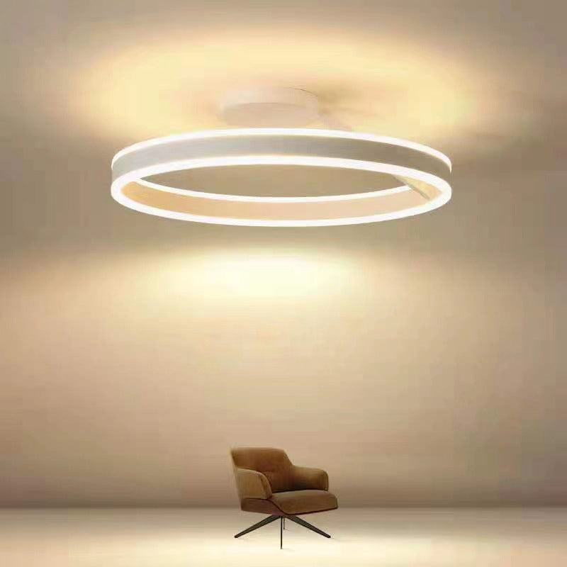 Modern Round Acrylic Metal LED Flush Ceiling Light – Dimmable Hard Wired