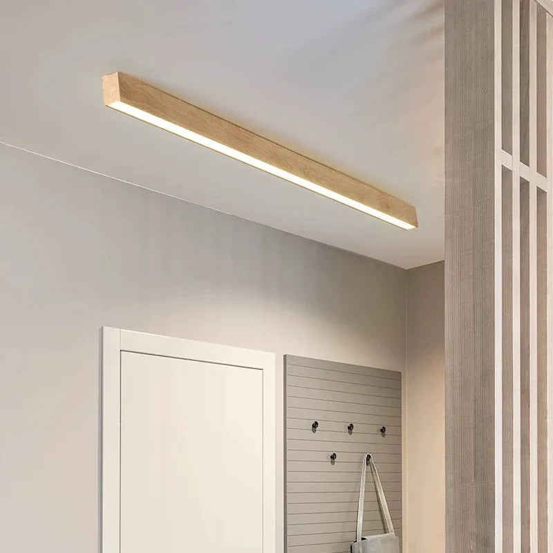 Modern Linear LED Wood Grain Indoor Dimmable Ceiling Light